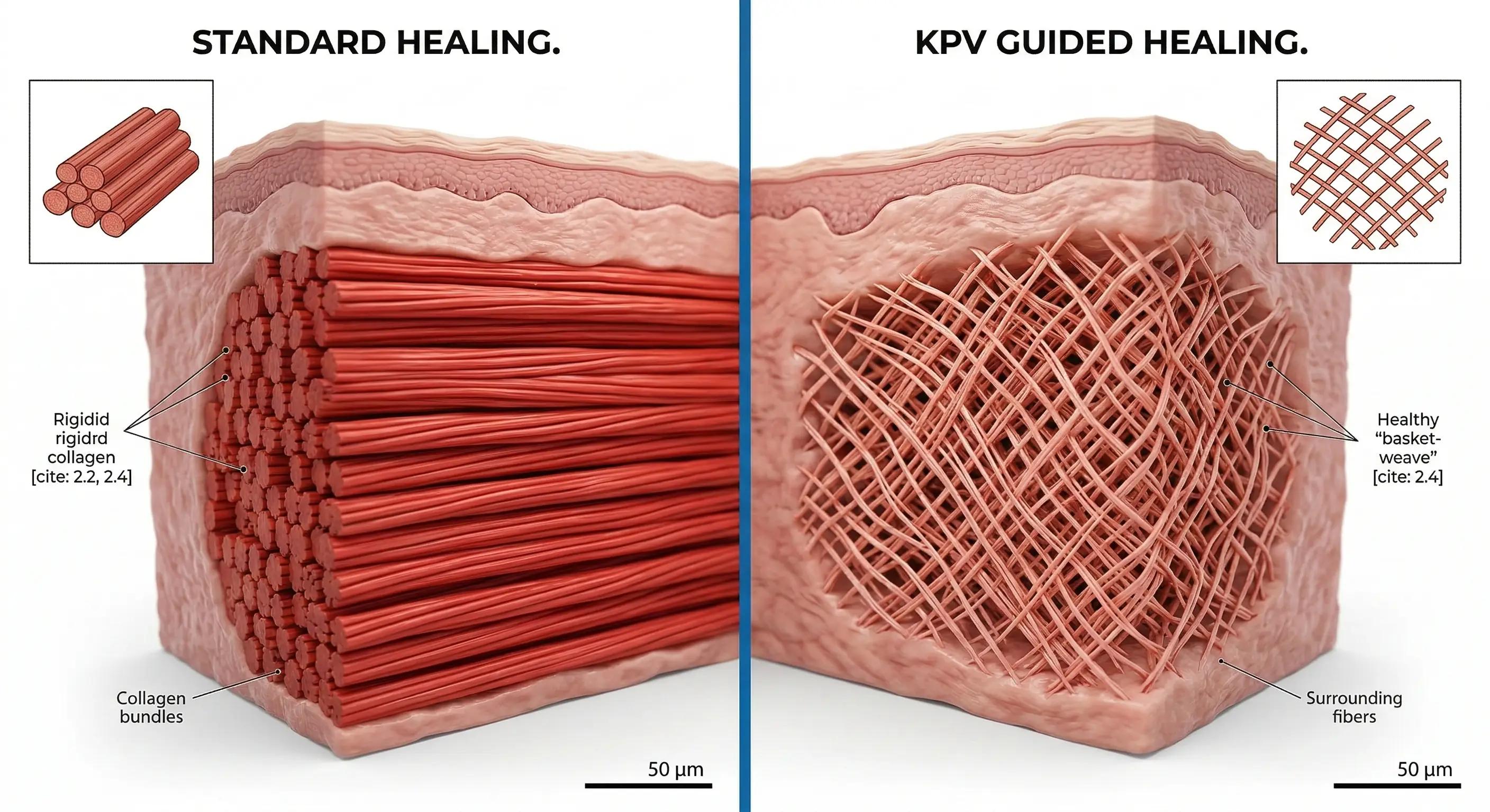 split-screen comparison of human skin tissue structure