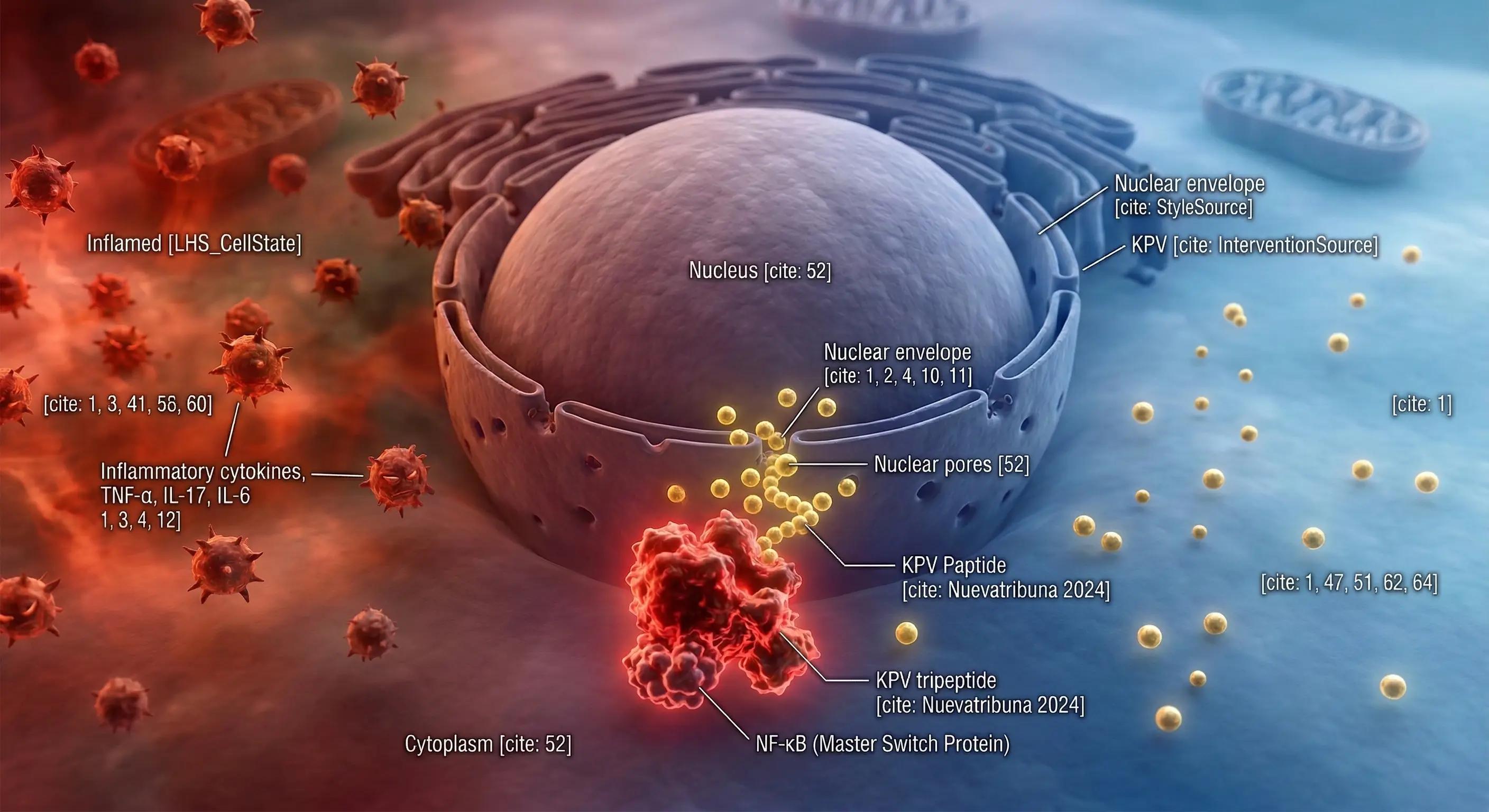 A highly detailed 3D biological visualization inside a skin cell