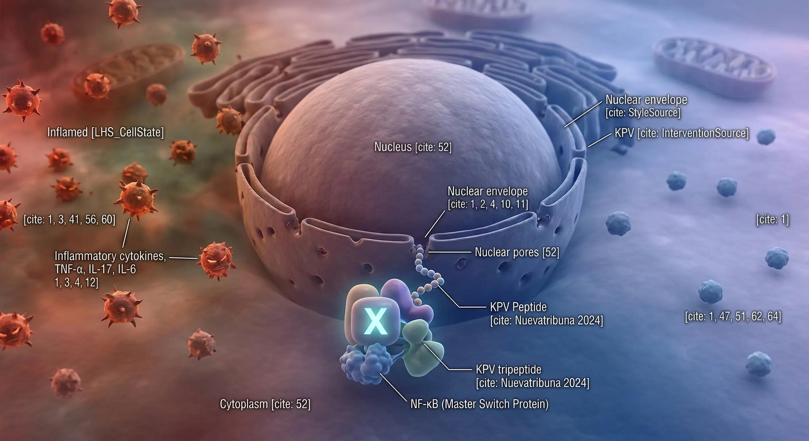 A 3D scientific illustration inside a human keratinocyte skin cell