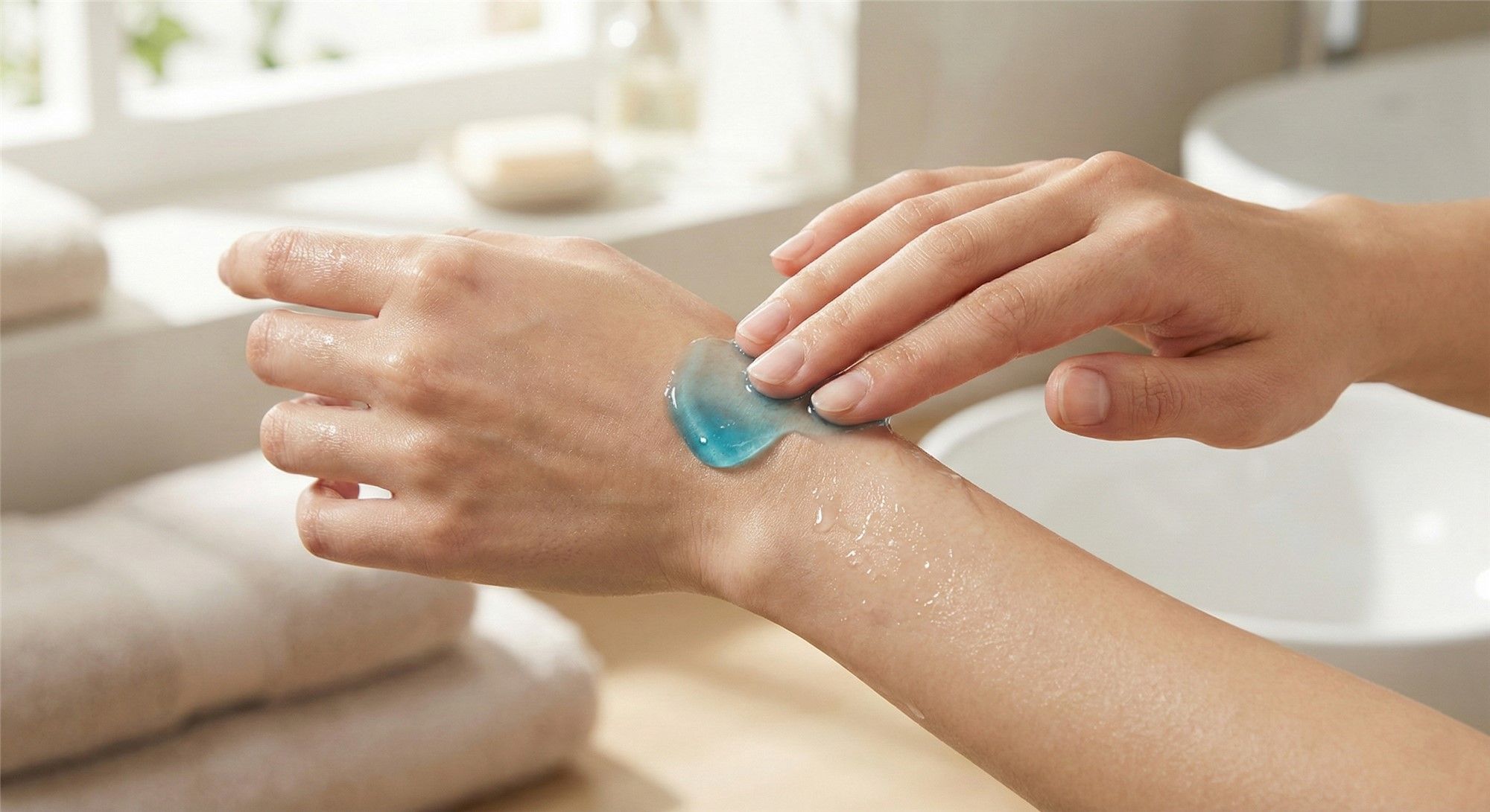 A luxurious skincare texture shot.