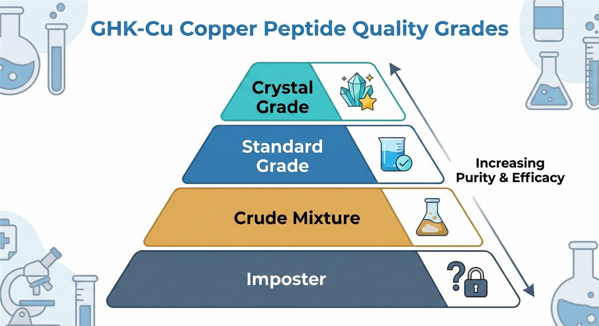 Quality pyramid diagram for GHK-Cu copper peptide grades