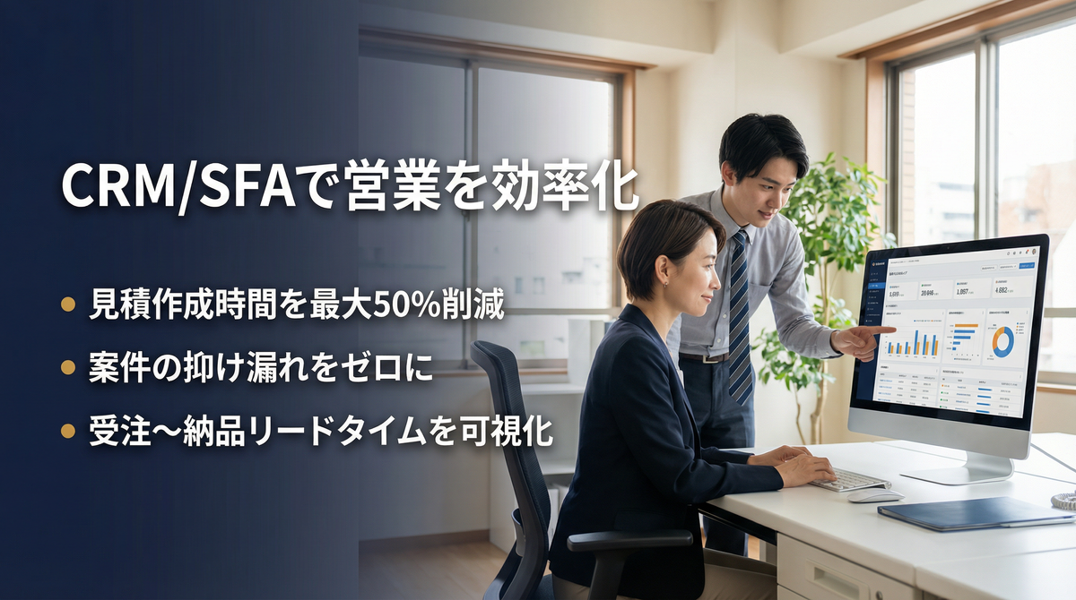 CRM/SFAで営業を効率化：見積作成時間50%削減・案件抜け漏れゼロ・リードタイム可視化