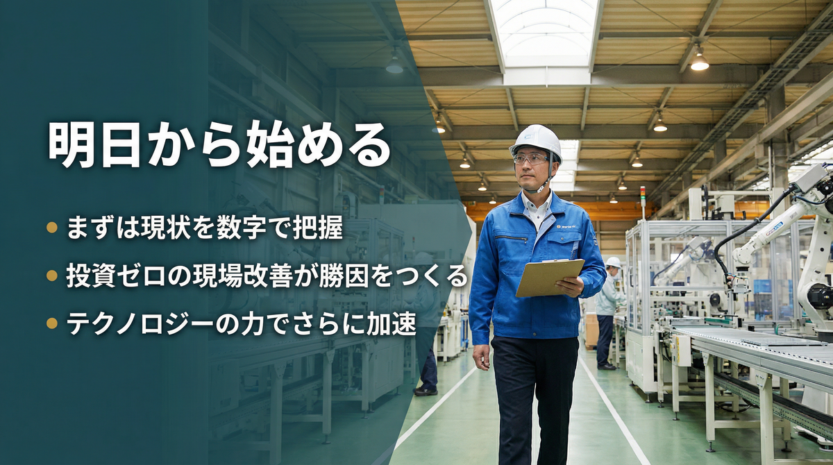 明日から始める製造業の業務効率化：現状把握・現場改善・テクノロジー活用の3ステップ