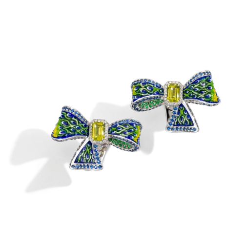 Earrings Ribbon Green