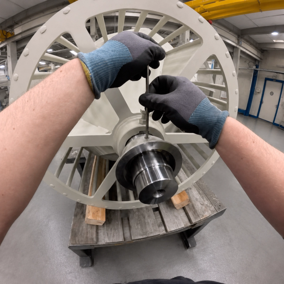 First Person view of an Manufacturing workin mound end bearings
