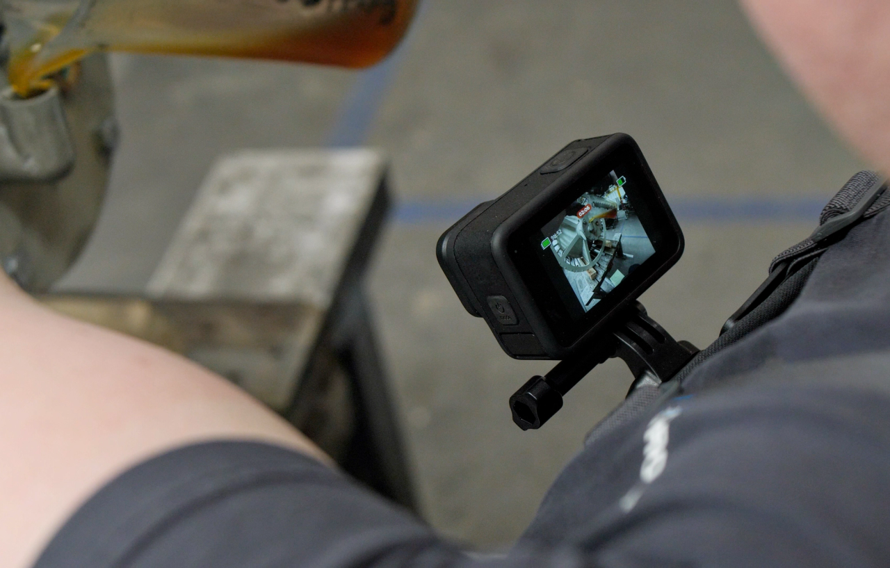 Shop-floor worker wearing an Action Camera on a chest mount