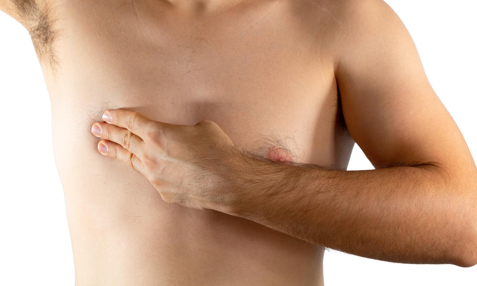 Man holding his breast