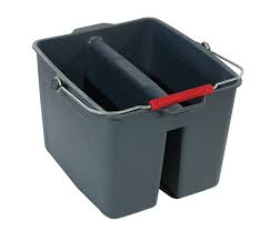 Seau vitrier double compartiment gris – Nettoyage professionnel - Image 1