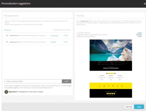 Screenshot Sitecore Personalization Suggestion
