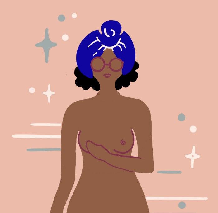woman touching breast illustration