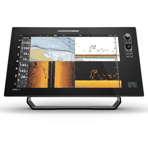 Echosonda Humminbird APEX 19 - ekran z mapą, sonarem i MEGA Side Imaging