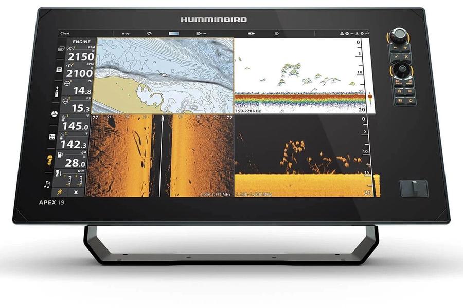 Echosonda Humminbird APEX 19 - ekran z mapą, sonarem i MEGA Side Imaging