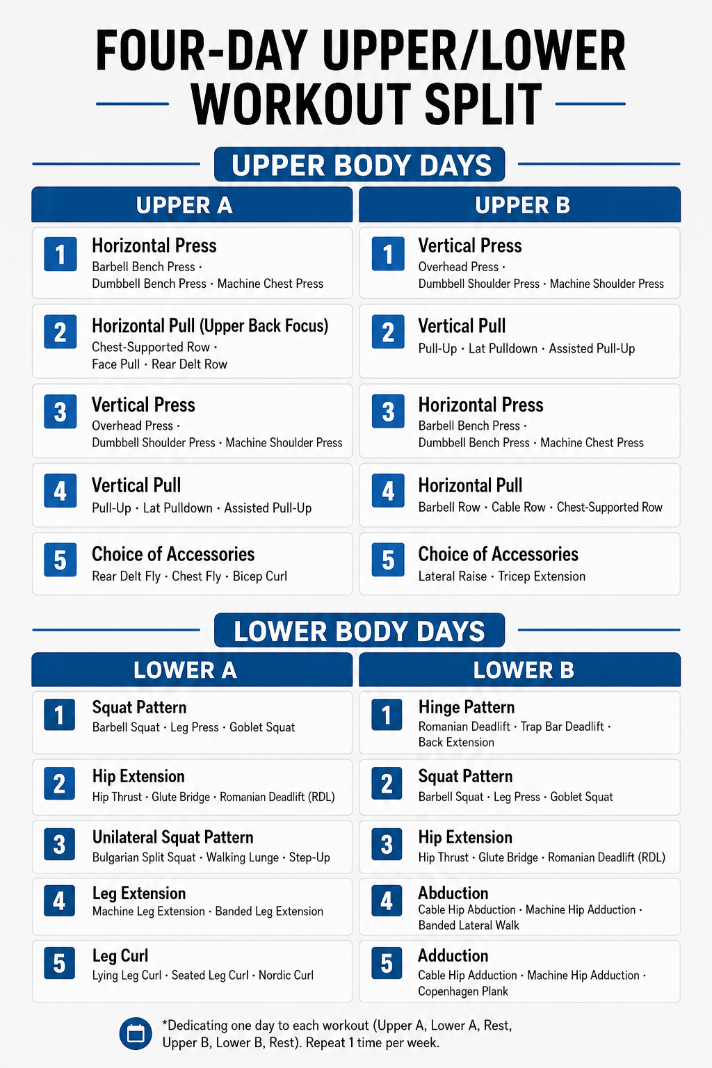 Program workout split overview