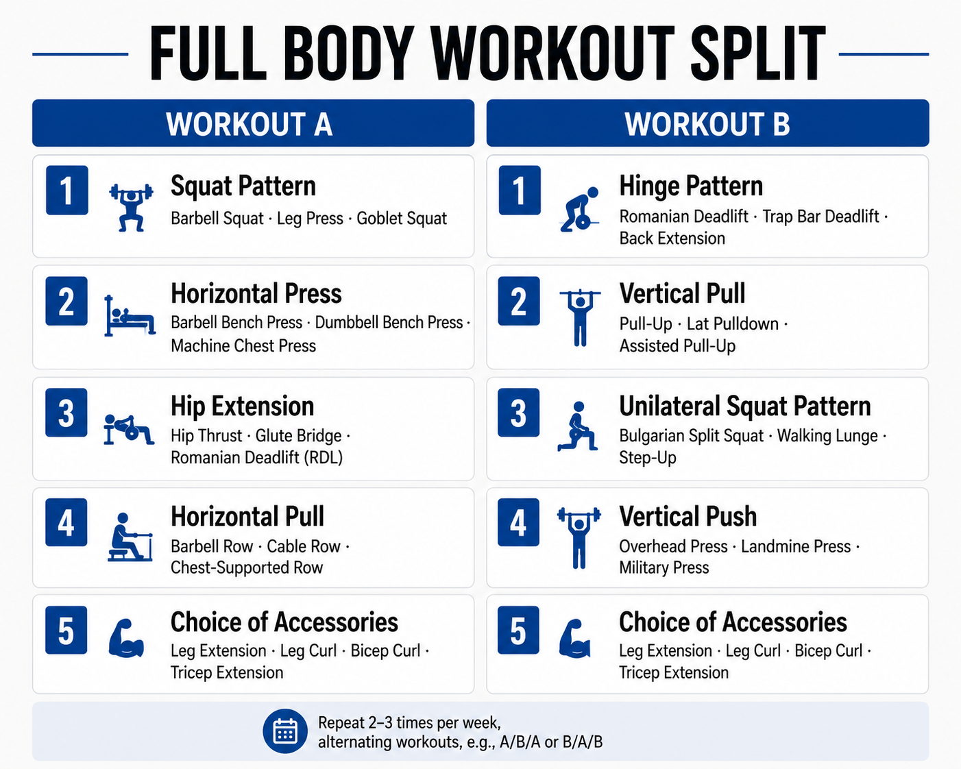 Program workout split overview