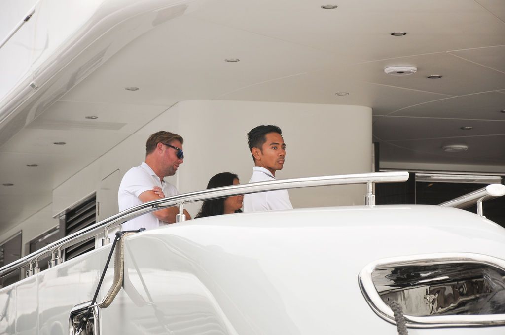 Yachts and crew on the docks at the 2026 Monaco Yacht Show in Port Hercule, Monaco.