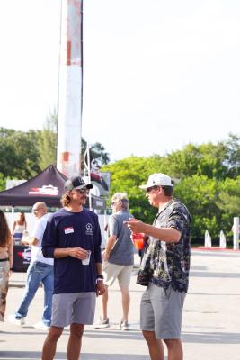Guests networking at The Triton's Crew, Captains & Connections event at Nautical Ventures Marina.