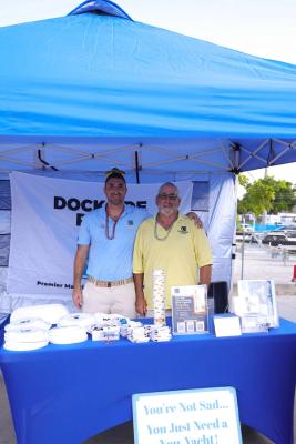 Guests networking at The Triton's Crew, Captains & Connections event at Nautical Ventures Marina.