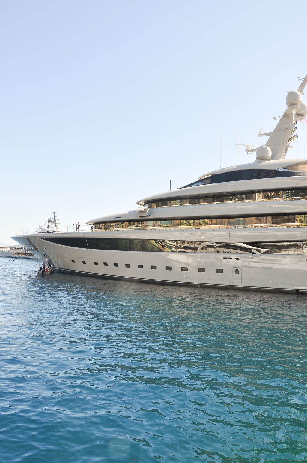 Yachts and crew on the docks at the 2026 Monaco Yacht Show in Port Hercule, Monaco.