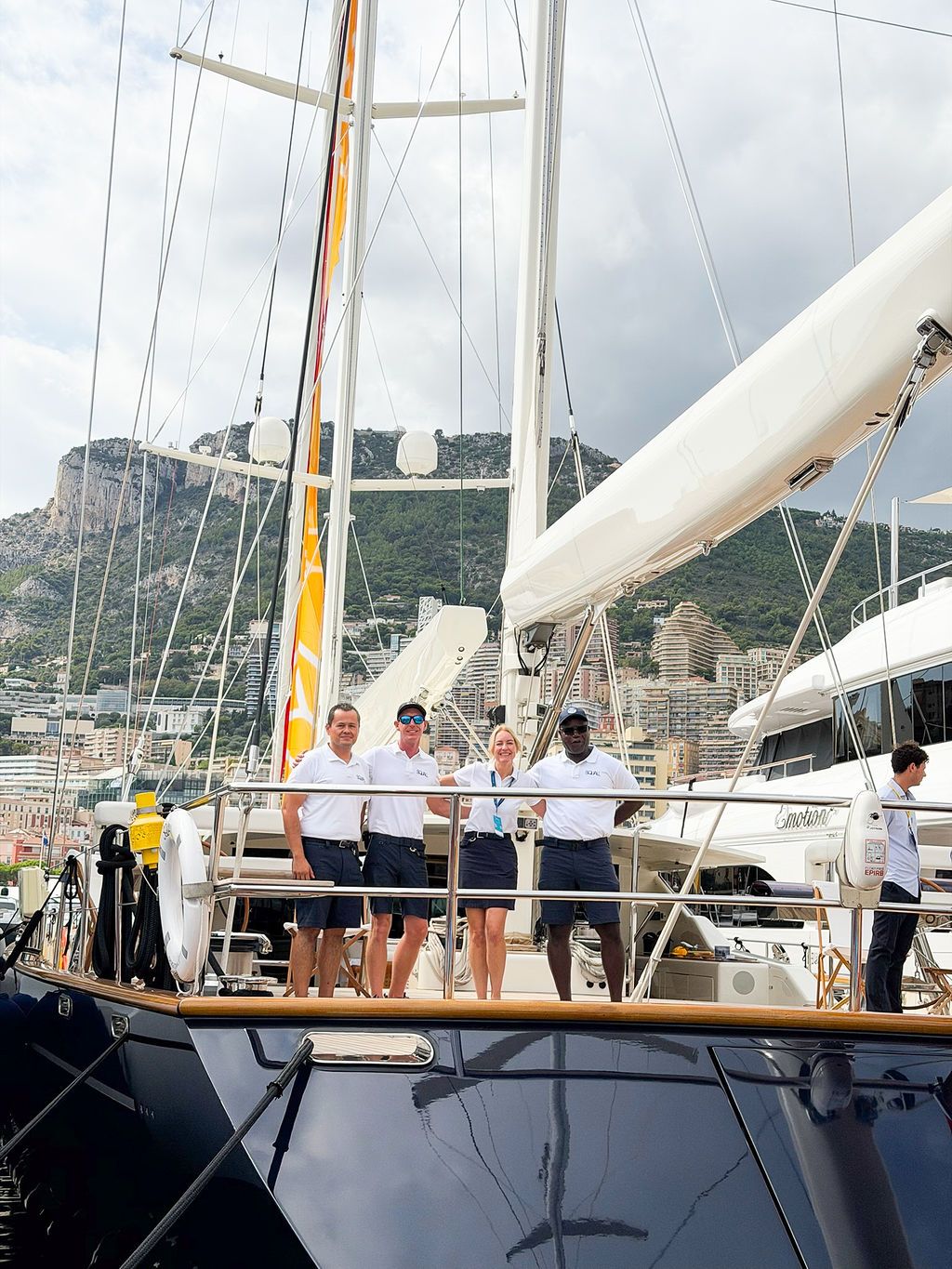 Yachts and crew on the docks at the 2026 Monaco Yacht Show in Port Hercule, Monaco.