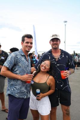 Guests networking at The Triton's Crew, Captains & Connections event at Nautical Ventures Marina.