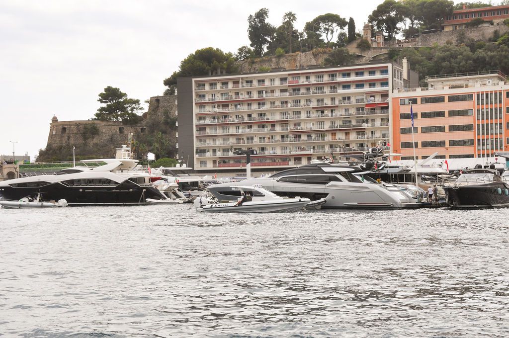 Yachts and crew on the docks at the 2026 Monaco Yacht Show in Port Hercule, Monaco.