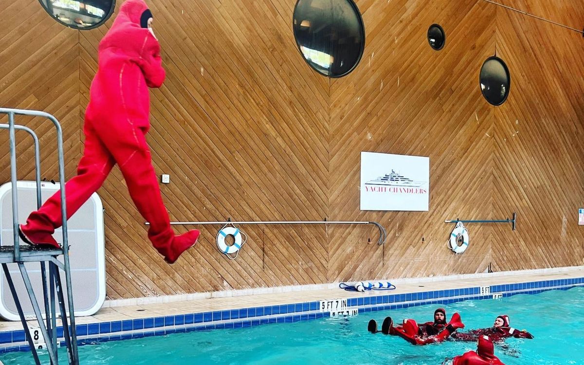 Students training in an indoor pool at Resolve Academy