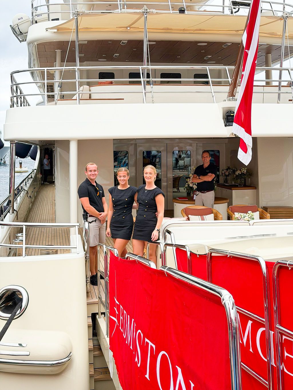 Yachts and crew on the docks at the 2026 Monaco Yacht Show in Port Hercule, Monaco.