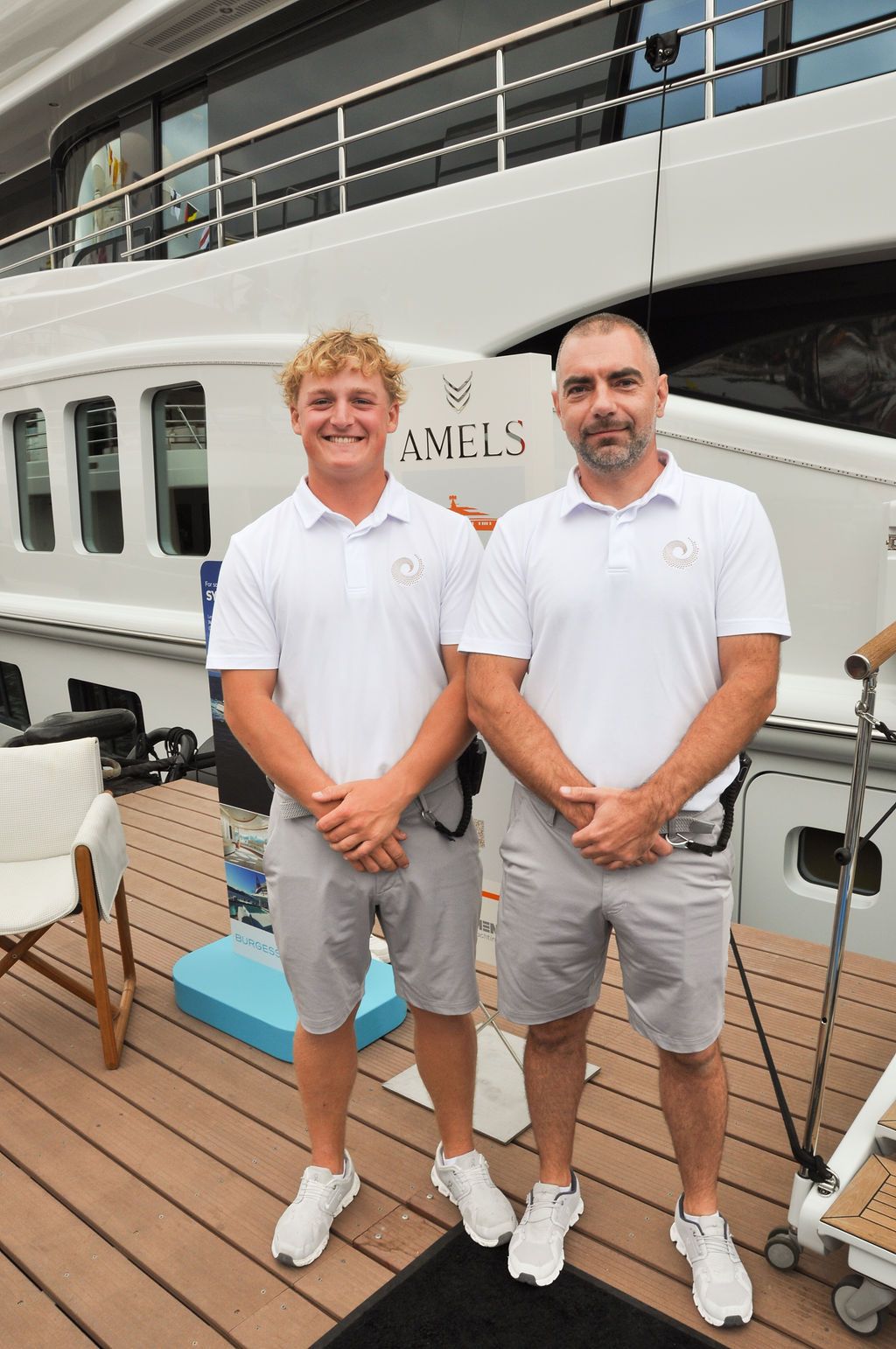 Yachts and crew on the docks at the 2026 Monaco Yacht Show in Port Hercule, Monaco.
