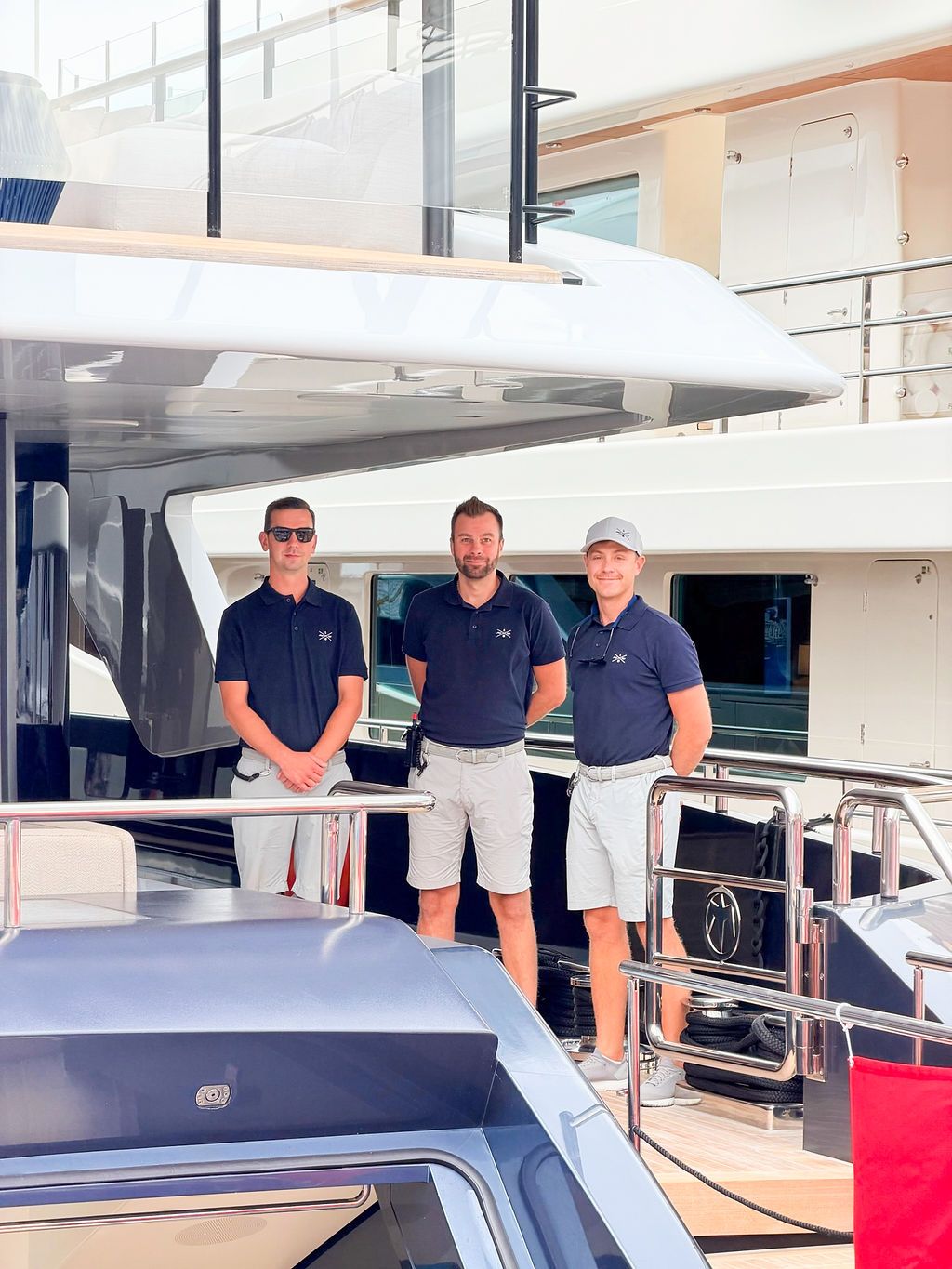 Yachts and crew on the docks at the 2026 Monaco Yacht Show in Port Hercule, Monaco.