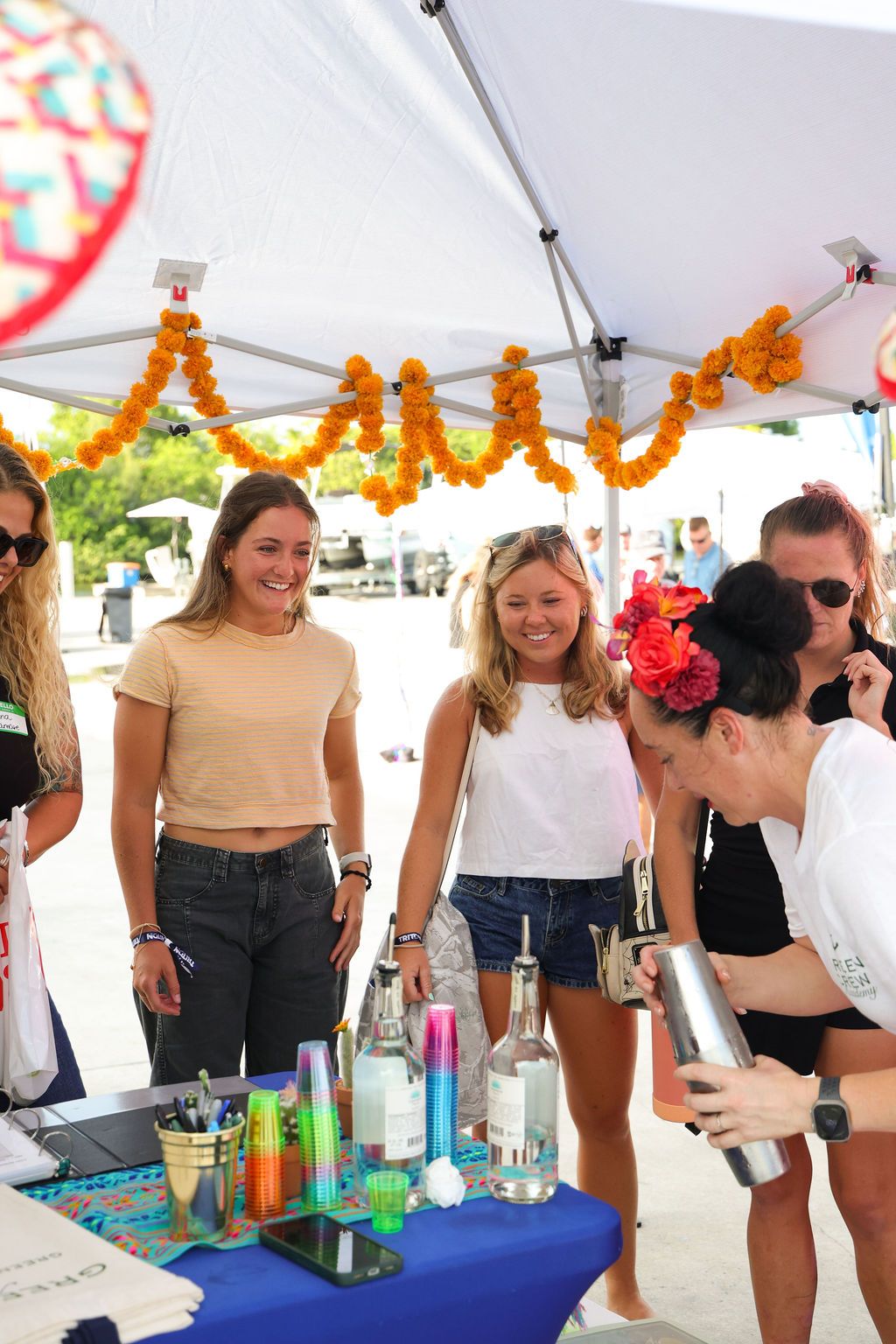 Guests networking at The Triton's Crew, Captains & Connections event at Nautical Ventures Marina.