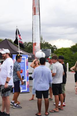 Guests networking at The Triton's Crew, Captains & Connections event at Nautical Ventures Marina.