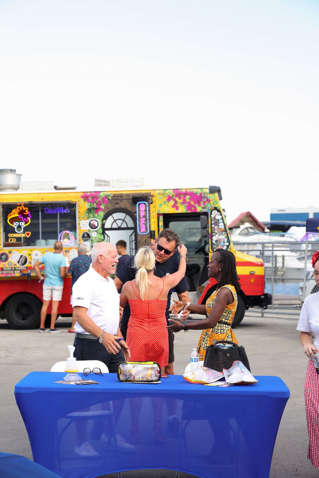 Guests networking at The Triton's Crew, Captains & Connections event at Nautical Ventures Marina.