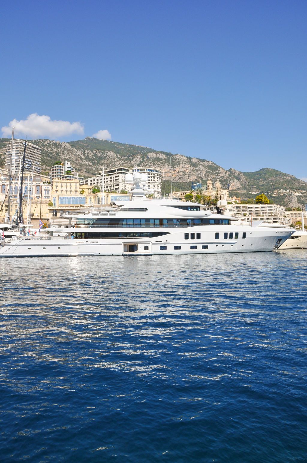 Yachts and crew on the docks at the 2026 Monaco Yacht Show in Port Hercule, Monaco.