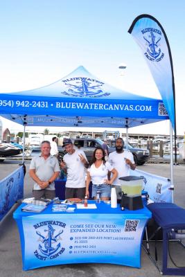 Guests networking at The Triton's Crew, Captains & Connections event at Nautical Ventures Marina.