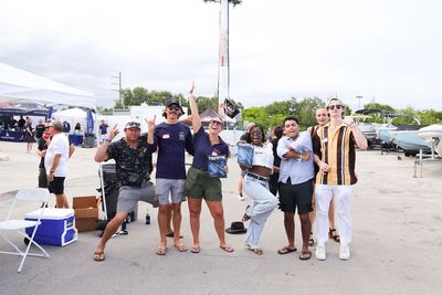 Guests networking at The Triton's Crew, Captains & Connections event at Nautical Ventures Marina.