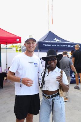 Guests networking at The Triton's Crew, Captains & Connections event at Nautical Ventures Marina.
