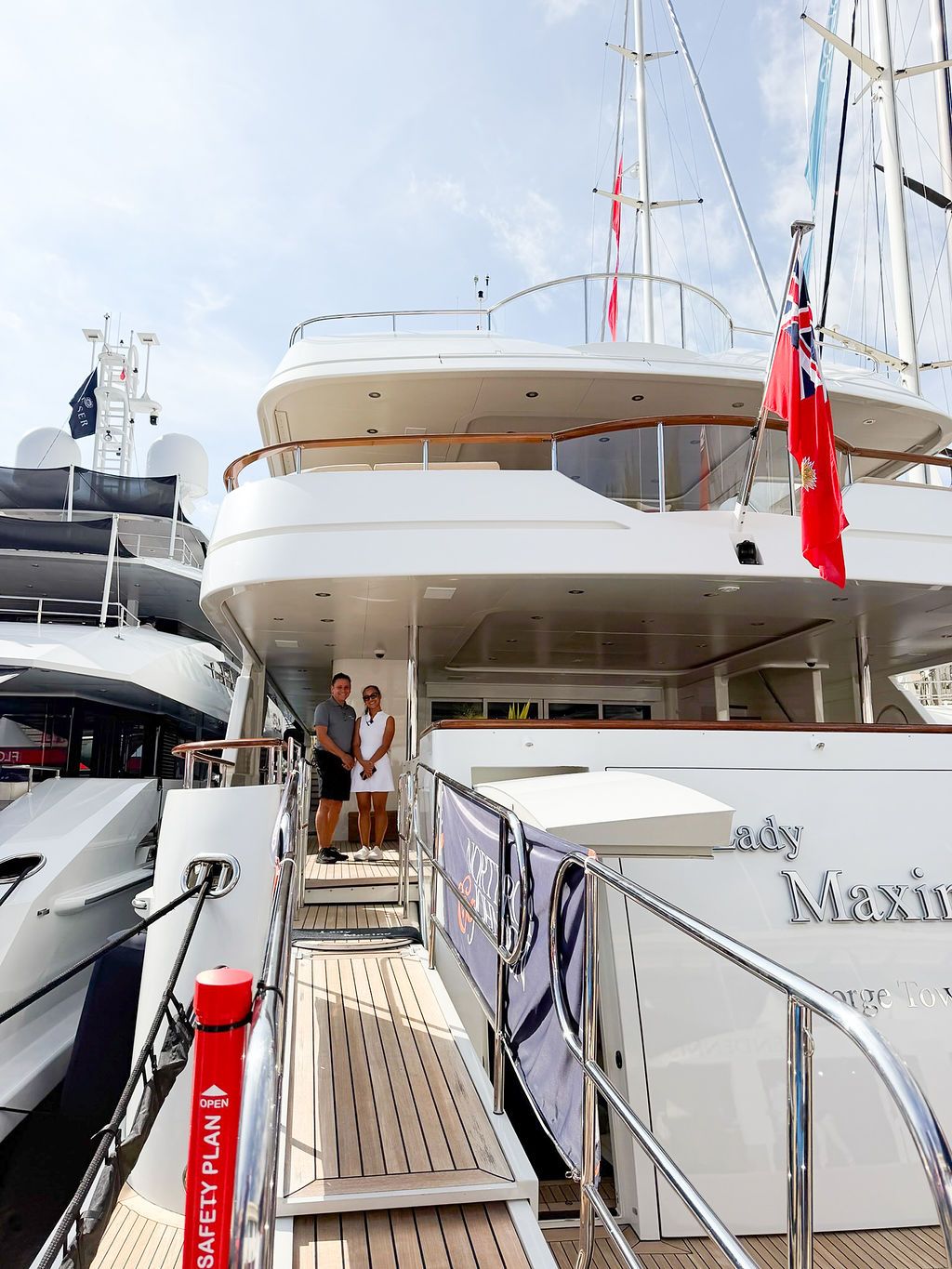 Yachts and crew on the docks at the 2026 Monaco Yacht Show in Port Hercule, Monaco.