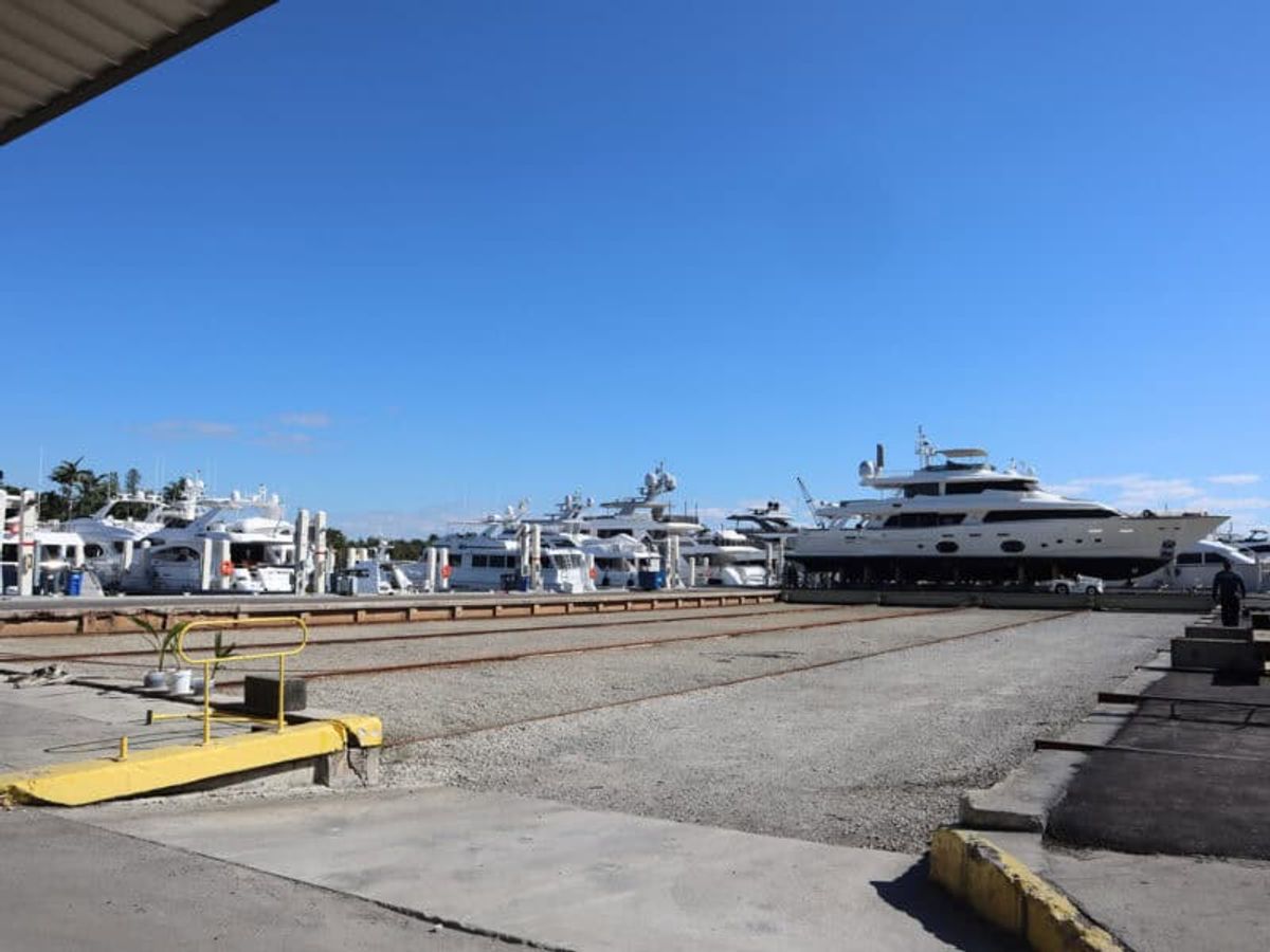Bradford Marine lift in, roof off, expansion on