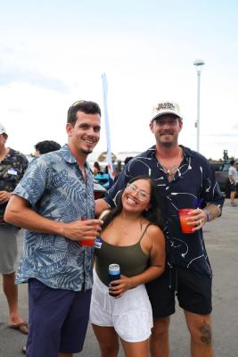 Guests networking at The Triton's Crew, Captains & Connections event at Nautical Ventures Marina.