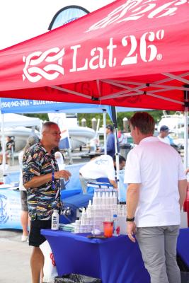 Guests networking at The Triton's Crew, Captains & Connections event at Nautical Ventures Marina.