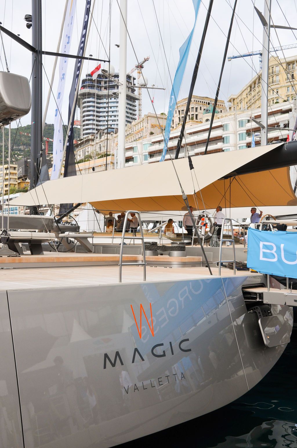 Yachts and crew on the docks at the 2026 Monaco Yacht Show in Port Hercule, Monaco.