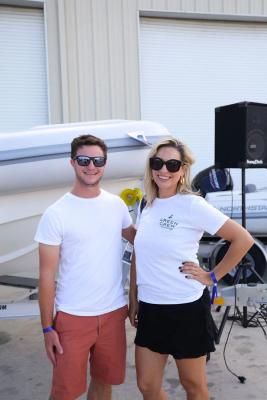Guests networking at The Triton's Crew, Captains & Connections event at Nautical Ventures Marina.