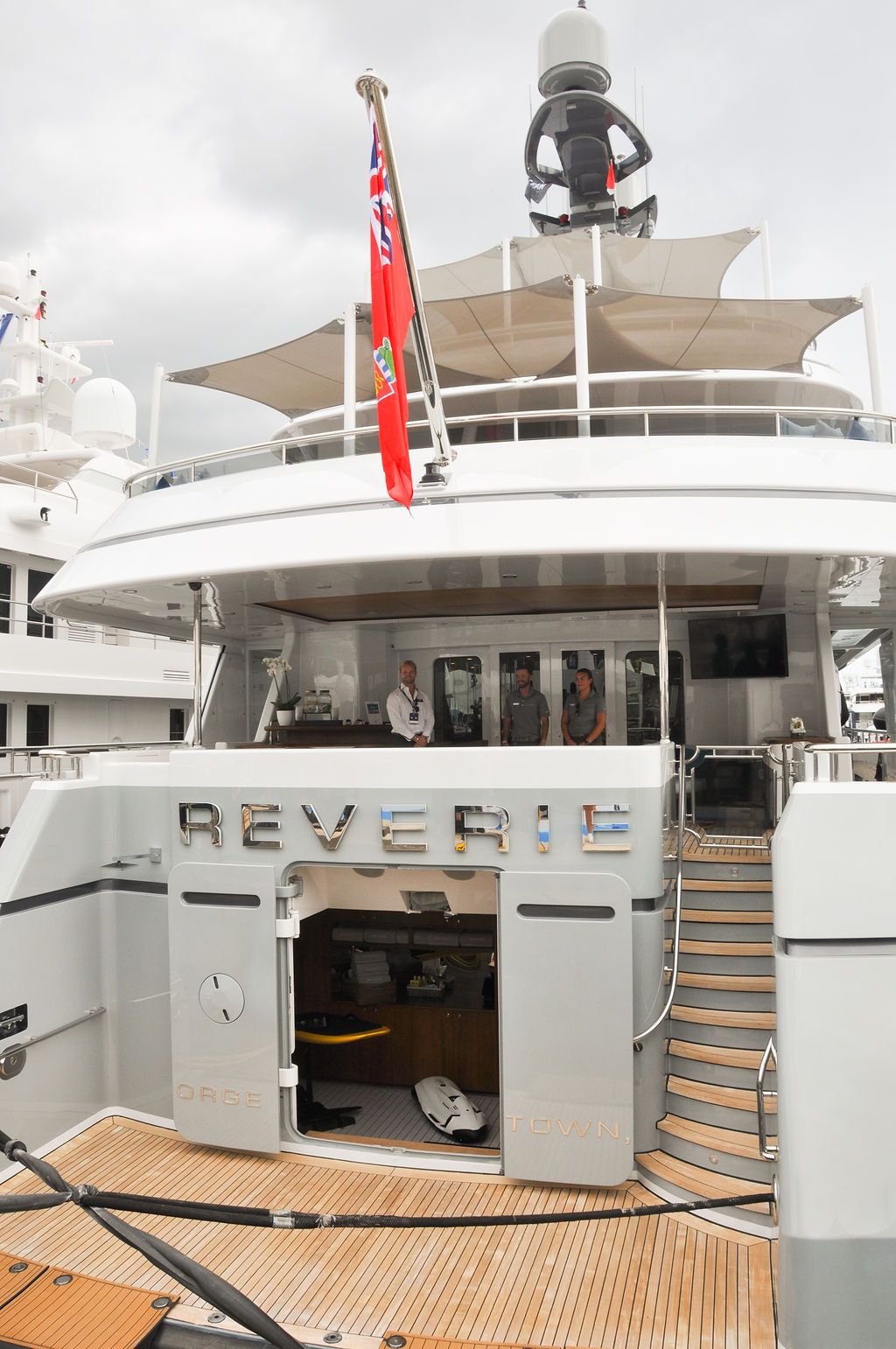 Yachts and crew on the docks at the 2026 Monaco Yacht Show in Port Hercule, Monaco.