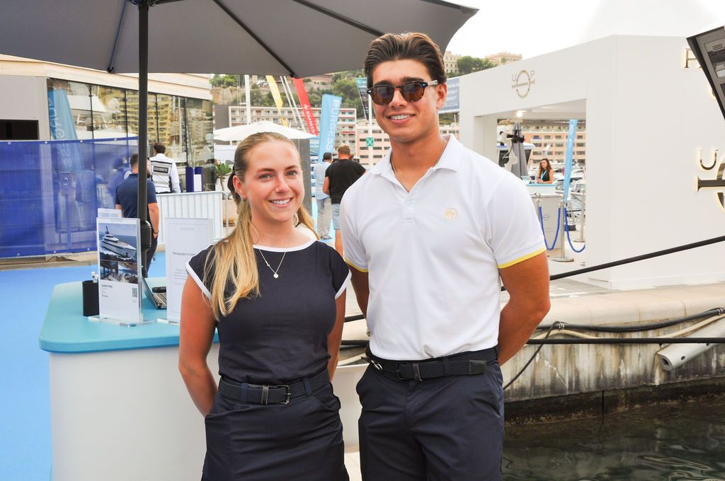 Yachts and crew on the docks at the 2026 Monaco Yacht Show in Port Hercule, Monaco.