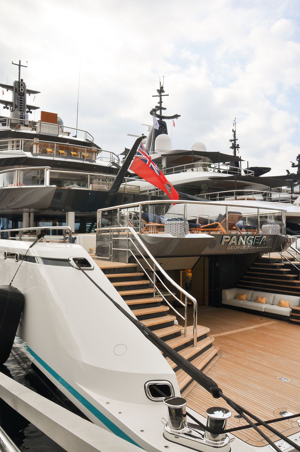 Yachts and crew on the docks at the 2026 Monaco Yacht Show in Port Hercule, Monaco.