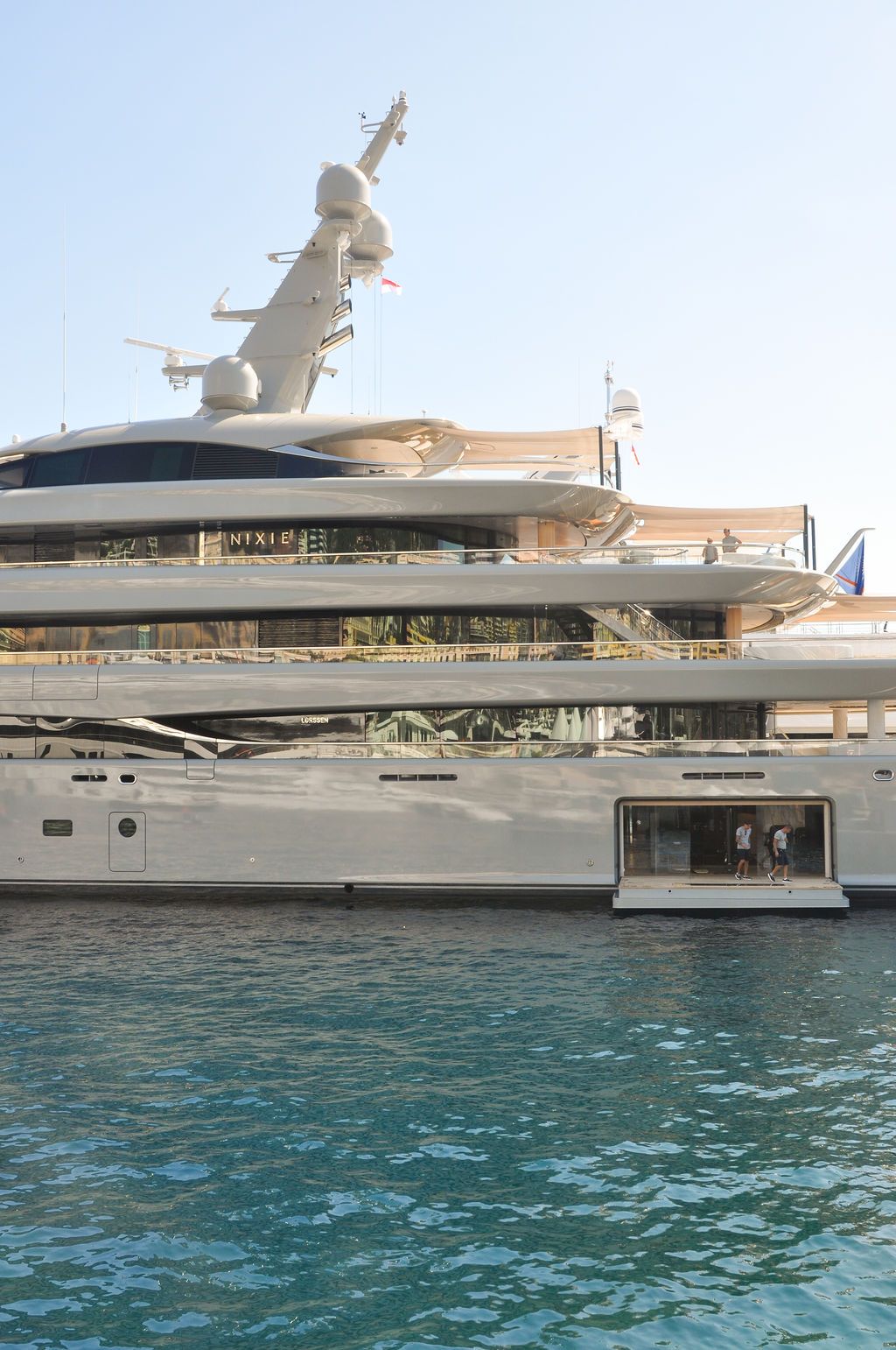 Yachts and crew on the docks at the 2026 Monaco Yacht Show in Port Hercule, Monaco.