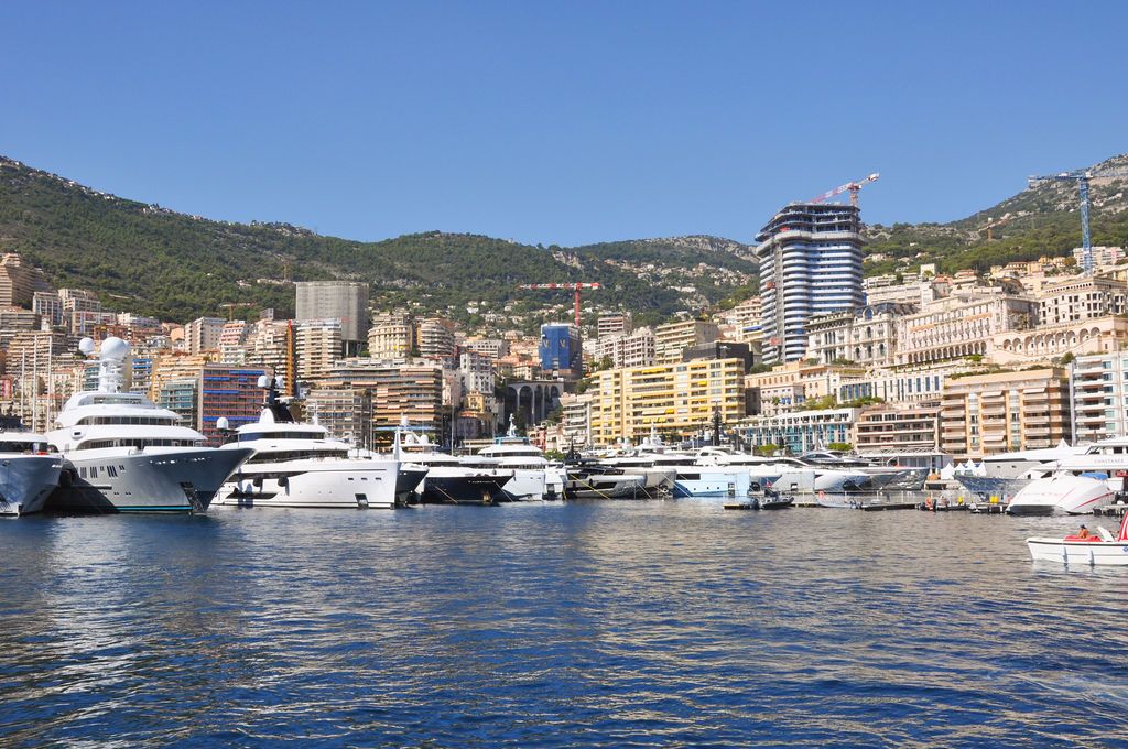 Yachts and crew on the docks at the 2026 Monaco Yacht Show in Port Hercule, Monaco.