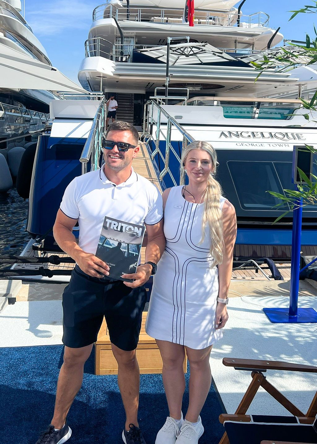 Yachts and crew on the docks at the 2026 Monaco Yacht Show in Port Hercule, Monaco.