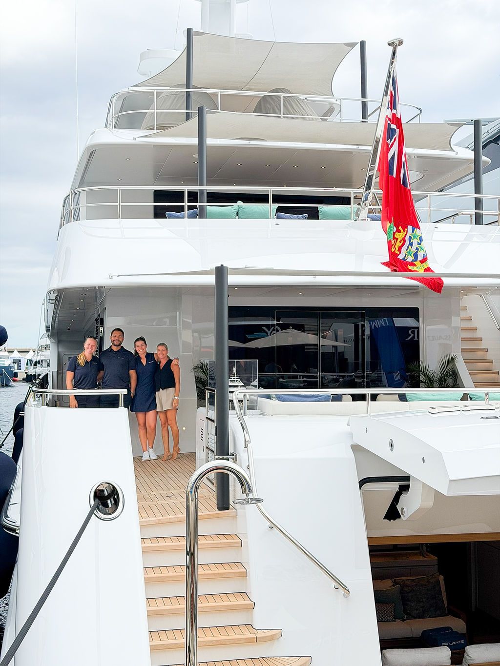 Yachts and crew on the docks at the 2026 Monaco Yacht Show in Port Hercule, Monaco.
