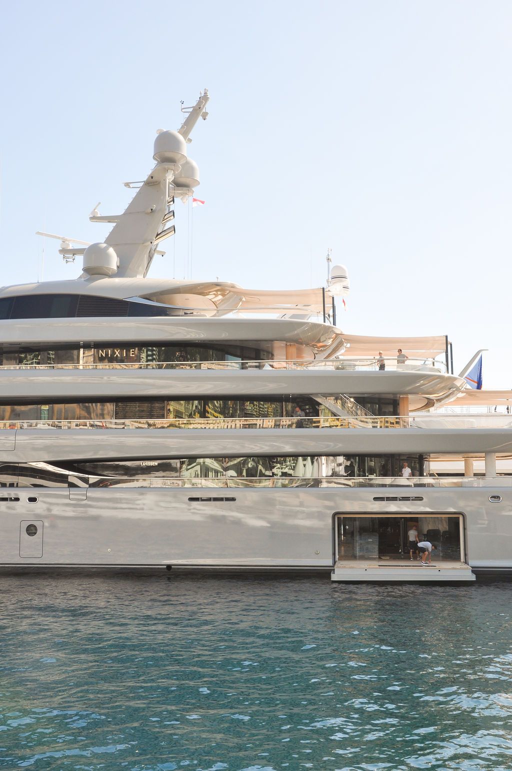 Yachts and crew on the docks at the 2026 Monaco Yacht Show in Port Hercule, Monaco.